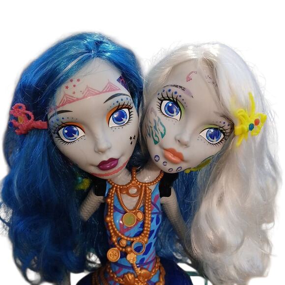 Monster High Peri Pearl Doll Serpentine Styling Heads Two Headed Twins EUC - Picture 2 of 9
